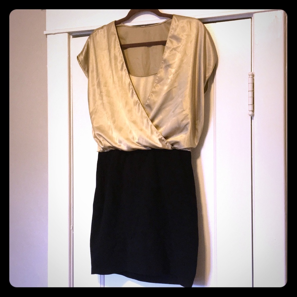 Gold and Black Mini Dress